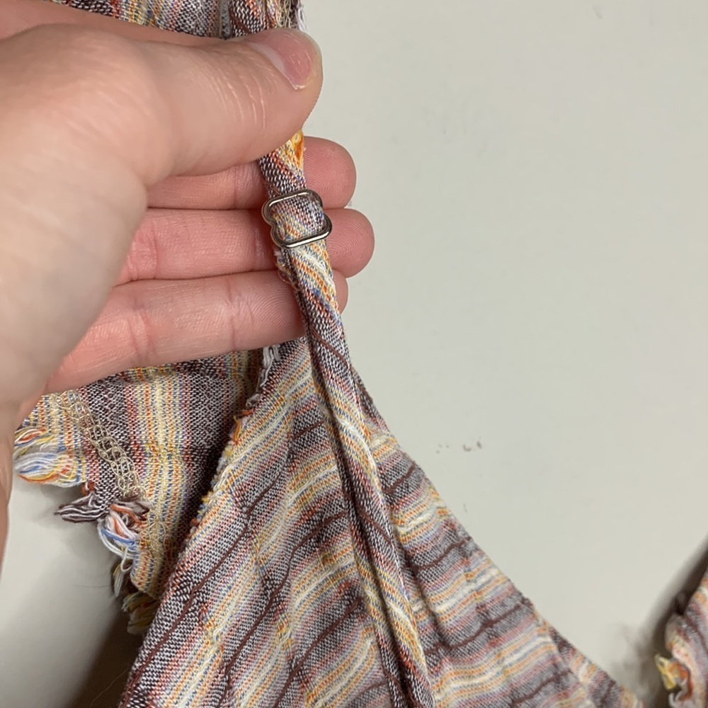 Crop Ruffle Plaid Flannel Print Tank Top Weatern Country Rustic Mustard Seed M - Picture 7 of 11